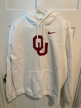 Nike Oklahoma White Hoodie with Crimson OU Logo
